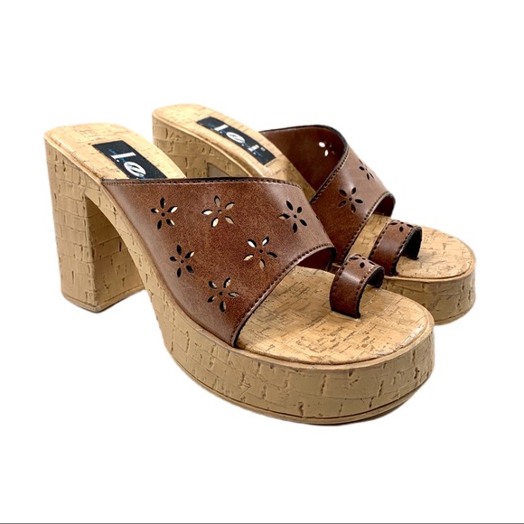 Vintage LEI 90s Y2K Chunky Heel Platform Slides 7 - Picture 12 of 16